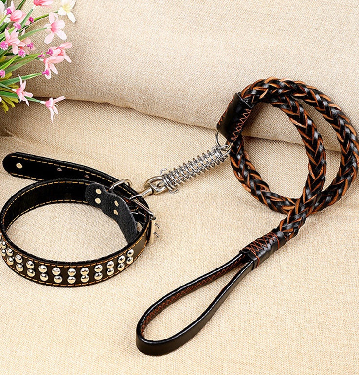 Leather Traction Rope Chain Explosion-proof Punch Collar