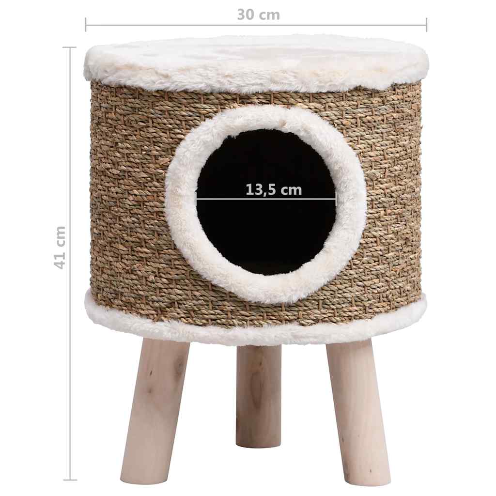 Cat Tree with Wooden Legs 41 cm Seagrass
