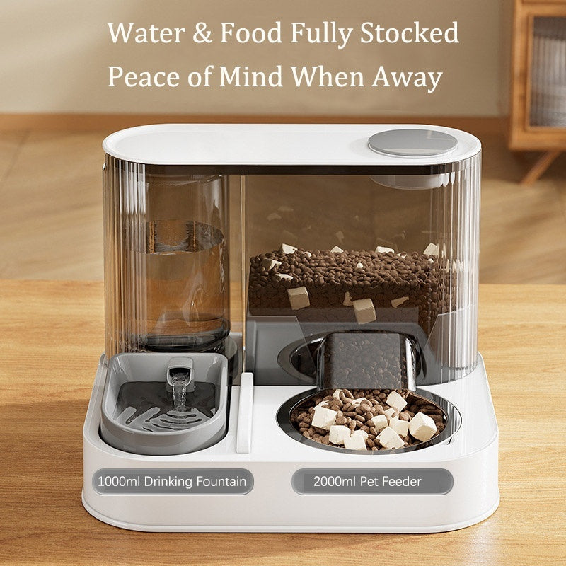 2 In 1 Automatic Cat Feeder Water Dispenser Dry Wet Pet Dog Puppy Food Dispenser