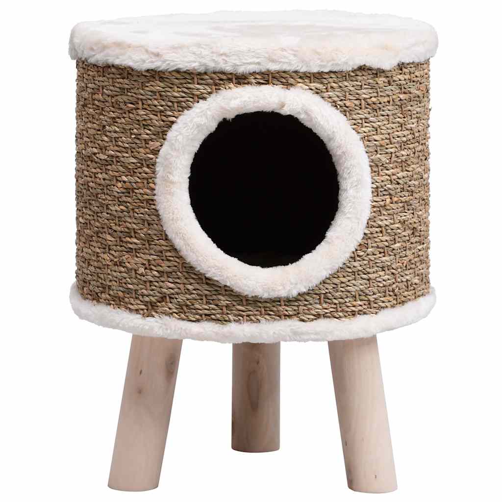 Cat Tree with Wooden Legs 41 cm Seagrass